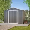 Image de Cabane De Jardin 8x6 Ft (244x183 Cm) Avec Porte Pliante, Abri Rangement Outils, Équipements Extérieurs, Métal, Gris Anthracite