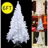 Image de Sapin De Noël Arbre De Noël Artificiel Pour Décoration De Noël Matériau Pvc Avec Pied En Métal Blanc (1.8m) - Costway
