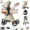 Image de Poussette canne haute qualité 3 en 1, Poussette combinées bebe - Magic ZC - Sièges auto, nacelle, Acec grand panier, V9 Blanc