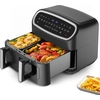 Image de Air Fryer 10L Friteuse sans Huile - Double Cuve (4L+6L) - 2800W - 12 Modes de Cuisson - Écran LED - Noir