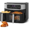 Image de Friteuse à air 2 paniers 2600W 10L,air fryer multifonction,12 programmes,température réglable,timer 60 min,noir