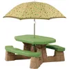 Image de Step2 Naturally Playful Table Picnic Enfant En Marron / Vert Avec Parasol Banc Pique Nique Pour Enfants En Plastique