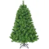 Image de COSTWAY Sapin de Noël artificiel 180cm, Sapin avec support métallique, Sapin artificiel de Noël système de pliage, Sapin de Noël aiguilles PVC, Vert