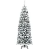 Image de COSTWAY Crayon Sapin de Noël 180cm, Sapin artificiel 500 aiguilles PVC avec neige, Sapin de Noël avec support métallique, Sapin artificiel Noël