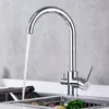 Image de Auralum Max - Auralum Robinet Cuisine 3 Voies Chromé Pivotant À 360°, Mitigeur D'Evier Filtre À Eau En Laiton, Robinet De Cuisine Avec Sortie Eau Filtrée Pour Eau Potable