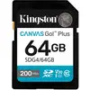 Image de Kingston Technology Canvas Go! Plus 64 Go SDXC Canvas Go Plus Gen4 200 Mo/s C10 UHS-I U3 V30 - Neuf