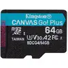 Image de Kingston Technology Carte microSDXC Canvas Go Plus Gen4 200R A2 U3 de 64 Go, pack unique sans ADP - Neuf