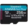 Image de Kingston Technology Carte microSDXC Canvas Go Plus Gen4 200R A2 U3 de 256 Go, pack unique sans ADP - Neuf