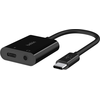 Image de Belkin RockStar - USB-C vers prise casque / adaptateur de charge - USB-C mâle à mini prise, USB-C femelle - 19.6 cm - USB Power Delivery (60W)