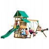 Image de Backyard Discovery Belmont, Aire De Jeux En Bois | Portique Balançoire Avec Mur D'Escalade, Toboggan Et Balançoire, Bac À Sable | Trapèze Et Banc,