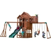 Image de Backyard Discovery Skyfort Ii Aire De Jeux En Bois | Portique Balançoire Avec Mur D'Escalade, Toboggan Et Balançoire, Trapèze | Barre De Singe, Jeux