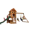 Image de Backyard Discovery Atlantic, Aire De Jeux En Bois | Portique Balançoire Avec Mur D'Escalade, Toboggan Et Balançoire, Bac À Sable | Trapèze, Jeux