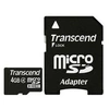 Image de SD microSD Card 4GB Transcend SDHC Class4 w/adapter