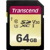 Image de Transcend 500S - Carte mémoire flash - 64 Go - vidéo classe V30 / UHS-I U3 / classe 10 - SDXC UHS-I