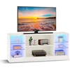 Image de CLIPOP Armoire TV avec éclairage LED, 8 compartiments, jusqu'à 55 pouces, blanc