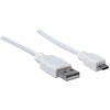 Image de Manhattan 324069 Câble de connexion USB 2.0 Manhattan, 1,8 m, connecteur A vers connecteur Micro-B, blanc