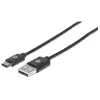 Image de Manhattan Câble USB-C vers USB-A, 1 m, mâle à mâle, 480 Mbit/s (USB 2.0), noir, garantie à vie, équivalent à USB2AC1M - Neuf