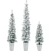 Image de COSTWAY 3 Sapin de Noël Artificiel avec Neige, 90+120+150cm, Sapin Crayon avec socle en métal, Sapin de Noël artificiel, pour maison bureau magasins, Vert et Blanc