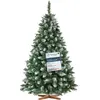Image de FairyTrees Sapin de Noël Artificiel 180cm | Arbre de Noël avec Support en Bois | PIN ENNEIGÉ Blanc Naturel | EU