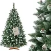 Image de FairyTrees Sapin de Noël Artificiel 220cm | Arbre de Noël avec Support en Bois | PIN ENNEIGÉ Blanc Naturel | EU