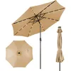 Image de Costway Parasol De Jardin Dia 300 Cm/parasol Déporté Et Inclinable De Jardin Avec 24 Led Beige