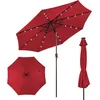 Image de Costway - Parasol De Jardin Dia 300 Cm/parasol Déporté Et Inclinable De Jardin Avec 24 Led Vin Rouge