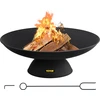 Image de VEVOR Brasero 76 cm de diamètre, 14 cm de profondeur Panier à feu 28 cm Hauteur de l'article Brasero en fonte, feu de jardin Panier à feu avec pieds de support, panier à feu Camping Jardin, noir Foyer BBQ