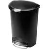 Image de Poubelle plastique semi-circulaire noire, 50 litres - Simplehuman