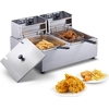 Image de VEVOR Friteuse électrique commerciale, 24 L grande friteuse électrique pour le plan de travail avec double panier amovible, 5000 W double friteuse en acier inoxydable pour cuisine, restaurant