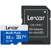 Image de Carte mémoire microSDHC LEXAR Blue Plus 32 Go UHS-I jusqu'à 100 Mo/s avec adaptateur SD Bleu et blanc - Neuf