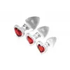 Image de Lot de plugs anaux en verre avec pierre précieuse en forme de coeur rouge