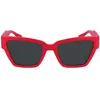 Image de Lunettes de soleil pour femmes Calvin Klein Jeans, modèle CKJ23624S, couleur corail avec verres verts unies