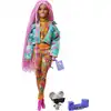 Image de Barbie Poupée extra avec des tresses roses, poupée à habiller, poupée de mode
