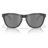 Image de Lunettes de soleil Oakley Oo9503 Frogskins, modèle rond, gamme XL, couleur écaille grise mate, verres gris fumés, monture noire mate, polarisées, largeur des verres : 58 mm