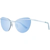 Image de Skechers - Lunettes de soleil pour femmes SE6105- forme chat, couleur blanche, verres bleu miroité..,