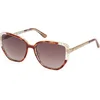 Image de Lunettes de soleil femme marron : Verres carrs & dtails contrasts