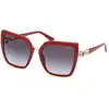 Image de Guess Femme Guess GU00160 66B Lunettes de soleil Injecté Rouge Fumée Papillon Normale