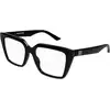 Image de Balenciaga Femme Balenciaga BB0130O 001 Montures optiques Acétate Noir Transparent Carré