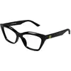 Image de Balenciaga Femme Balenciaga BB0342O 005 Montures optiques Acétate Noir Transparent Cat Eye