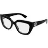 Image de Gucci Femme Gucci GG1847O 001 Montures optiques Acétate Noir Transparent Cat Eye