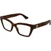 Image de Gucci Femme Gucci GG1715O 015 Montures optiques Injecté La Havane Transparent Cat Eye