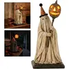 Image de Figurine De Fantôme Vintage Lumineuse Avec Baguette Magique Citrouille Lumineuse En Résine Décoration Effrayante Mignonne
