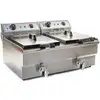 Image de Helloshop26 - Friteuse Acier Inox 2 Bacs 16 Litres Cuve Et Resistance Amovible Robinet Vidange 380 V Professionnelle