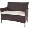 Image de Décoshop26 - Banc De Jardin Banquette En Polyrotin Marron Chiné Avec Coussin Crème Mdj04136