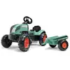 Image de Tracteur à pédales FALK Farm Lander avec remorque, direction et klaxon Vert orange Made in France - Neuf