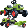 Image de Tracteur Claas vert à pédales FALK avec remorque et klaxon, à partir de 2 ans.