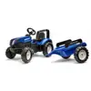 Image de Tracteur à pédales FALK New Holland T8 Volant directionnel, remorque, siège réglable Bleu et noir Fabriqué en France - Neuf