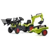 Image de Tracteur à pédales FALK Arion 410 avec pelle, excavatrice et remorque multicolore - Neuf