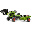 Image de Tracteur Claas vert FALK avec remorque et godet à pédales, pour les enfants de 2 à 5 ans