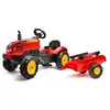 Image de Tracteur à pédales FALK 2046AB Rouge avec capot ouvrant et remorque détachable - Neuf